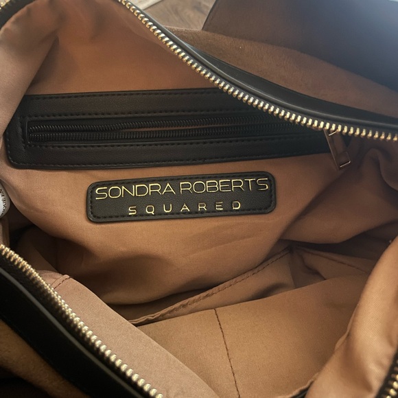 Sondra Roberts Squared Black Vegan Leather Tote - Picture 5 of 11